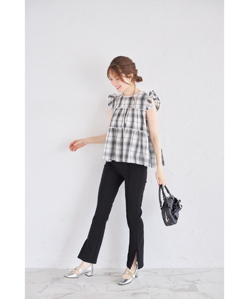 tocco closet（トッコ　クローゼット）の「【ZOZO限定】チェックティアードフリルブラウス（シャツ/ブラウス・レディース・ブラック/ホワイト/ネイビー・M）」の6枚目の写真
