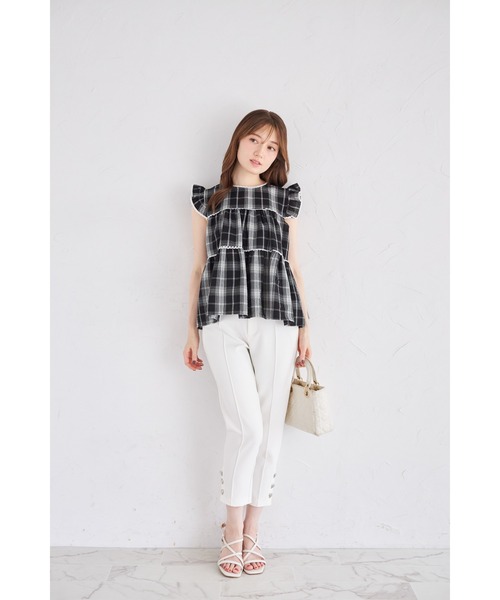 tocco closet（トッコ　クローゼット）の「【ZOZO限定】チェックティアードフリルブラウス（シャツ/ブラウス・レディース・ブラック/ホワイト/ネイビー・M）」の11枚目の写真