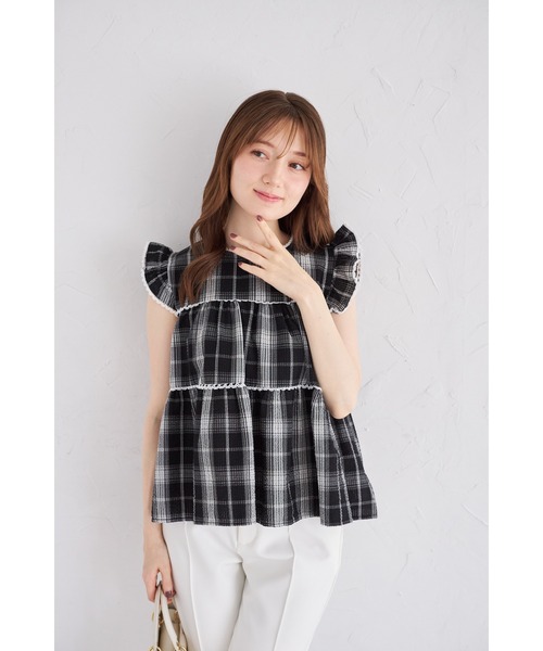 tocco closet（トッコ　クローゼット）の「【ZOZO限定】チェックティアードフリルブラウス（シャツ/ブラウス・レディース・ブラック/ホワイト/ネイビー・M）」の13枚目の写真