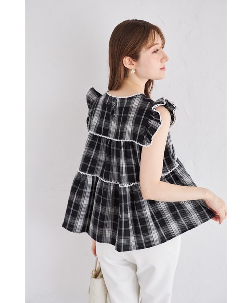 tocco closet（トッコ　クローゼット）の「【ZOZO限定】チェックティアードフリルブラウス（シャツ/ブラウス・レディース・ブラック/ホワイト/ネイビー・M）」の17枚目の写真