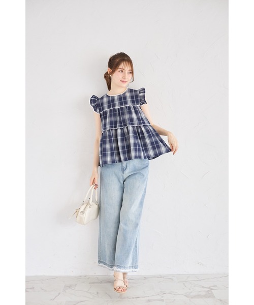 tocco closet（トッコ　クローゼット）の「【ZOZO限定】チェックティアードフリルブラウス（シャツ/ブラウス・レディース・ブラック/ホワイト/ネイビー・M）」の19枚目の写真