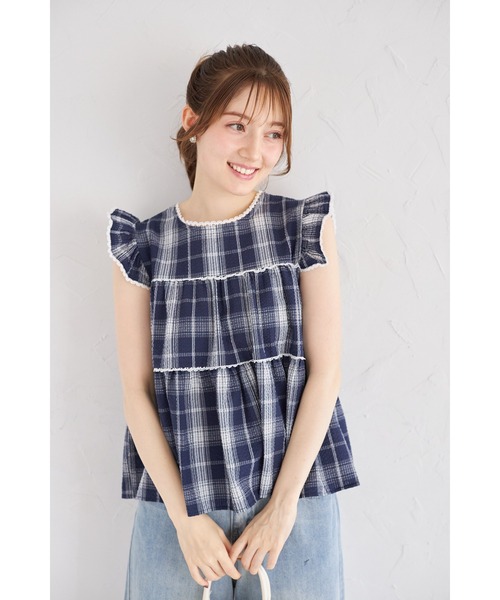 tocco closet（トッコ　クローゼット）の「【ZOZO限定】チェックティアードフリルブラウス（シャツ/ブラウス・レディース・ブラック/ホワイト/ネイビー・M）」の21枚目の写真