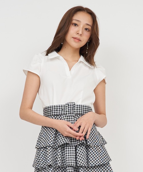 ROYAL PARTY(ロイヤルパーティー)の「ネックレス付異素材ティアードミニワンピース(ワンピース・レディース・チェック/ブラック/マルチ・FREE)」の15枚目の写真