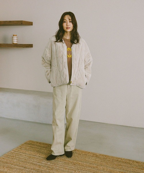 GLOBAL WORK(グローバルワーク)の「リバーシブルファーキルトブルゾン/494074(ブルゾン・レディース・グレイッシュベージュ/ベージュ/チャコールグレー・MEDIUM/LARGE)」の10枚目の写真