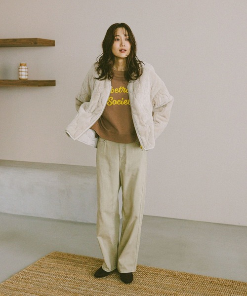 GLOBAL WORK(グローバルワーク)の「リバーシブルファーキルトブルゾン/494074(ブルゾン・レディース・グレイッシュベージュ/ベージュ/チャコールグレー・MEDIUM/LARGE)」の5枚目の写真