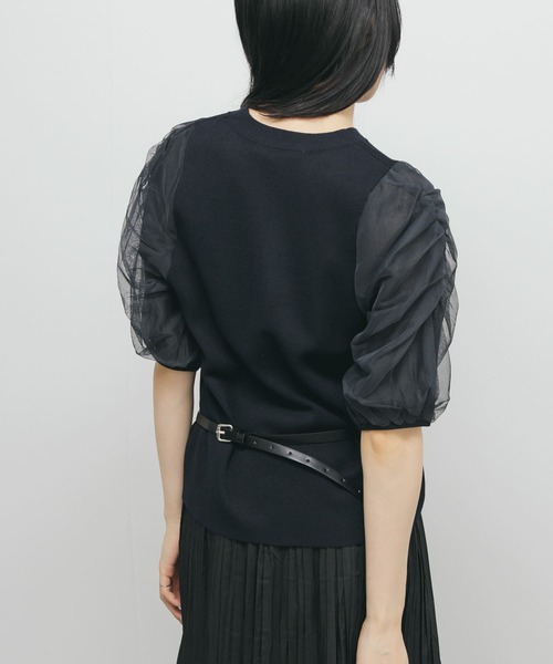 KBF（ケイビーエフ）の「チュールスリーブニット（ニット/セーター・レディース・ネイビー/ブラウン/ライトベージュ・ONE）」の11枚目の写真