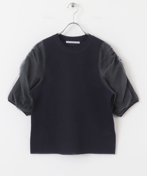 KBF（ケイビーエフ）の「チュールスリーブニット（ニット/セーター・レディース・ネイビー/ブラウン/ライトベージュ・ONE）」の21枚目の写真