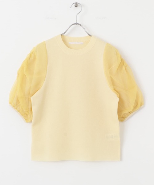 KBF（ケイビーエフ）の「チュールスリーブニット（ニット/セーター・レディース・ネイビー/ブラウン/ライトベージュ・ONE）」の20枚目の写真