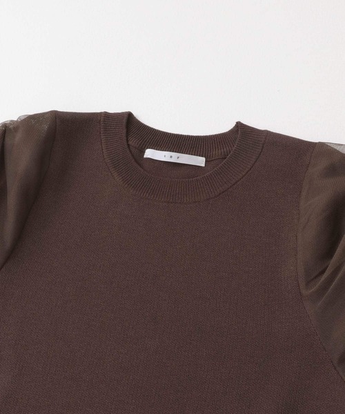 KBF（ケイビーエフ）の「チュールスリーブニット（ニット/セーター・レディース・ネイビー/ブラウン/ライトベージュ・ONE）」の18枚目の写真