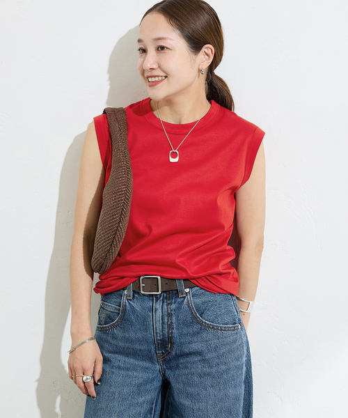 JOURNAL STANDARD（ジャーナルスタンダード）の「《追加2》汗ジミ防止ナノシアスリーブレス（Tシャツ/カットソー・レディース・ブラック/ライトグレー/ホワイト/レッド・FREE）」の4枚目の写真