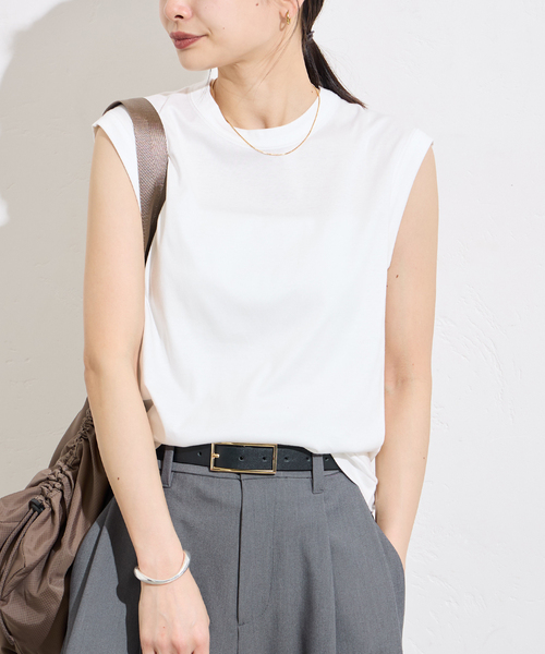 JOURNAL STANDARD（ジャーナルスタンダード）の「《追加2》汗ジミ防止ナノシアスリーブレス（Tシャツ/カットソー・レディース・ブラック/ライトグレー/ホワイト/レッド・FREE）」の2枚目の写真