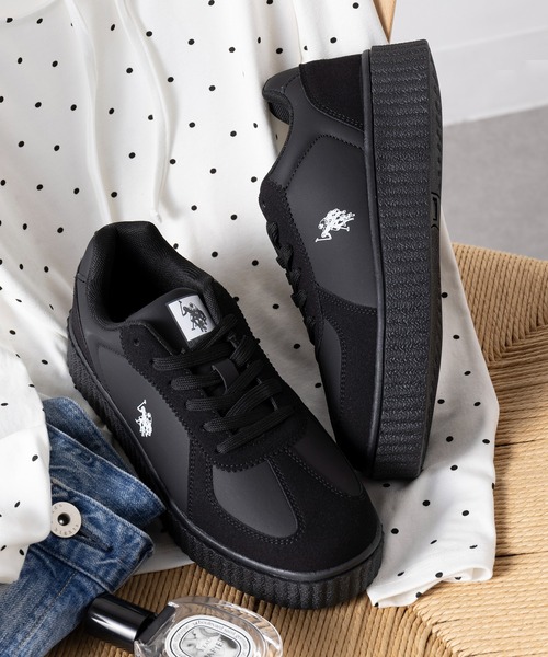U.S. POLO ASSN.（ユーエスポロアッスン）の「【U.S. POLO ASSN.】ボリュームソール ワンポイント スニーカー（スニーカー・レディース・ホワイト/ブラック系1/ブラック/ホワイト系1/ブラウン・22.5cm/23cm/23.5cm/24㎝/24.5cm/24cm）」の4枚目の写真