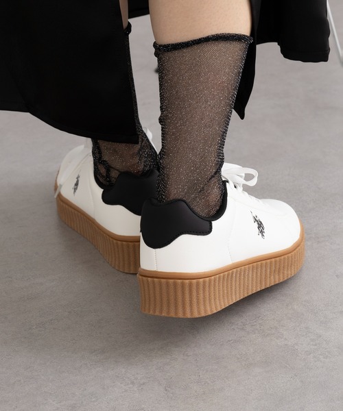 U.S. POLO ASSN.（ユーエスポロアッスン）の「【U.S. POLO ASSN.】ボリュームソール ワンポイント スニーカー（スニーカー・レディース・ホワイト/ブラック系1/ブラック/ホワイト系1/ブラウン・22.5cm/23cm/23.5cm/24㎝/24.5cm/24cm）」の6枚目の写真