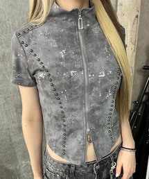 Figments | ヴィンテージライクスタッズZIPトップ(カーディガン/ボレロ)