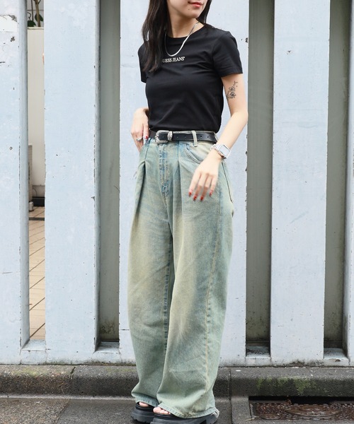 GUESS JEANS(ゲスジーンズ)の「GUESS JEANS/ゲスジーンズ GJ SS CN SLIM LOGO PRINT TEE Tシャツ(Tシャツ/カットソー・レディース・ブラック/ホワイト・M/S)」の20枚目の写真