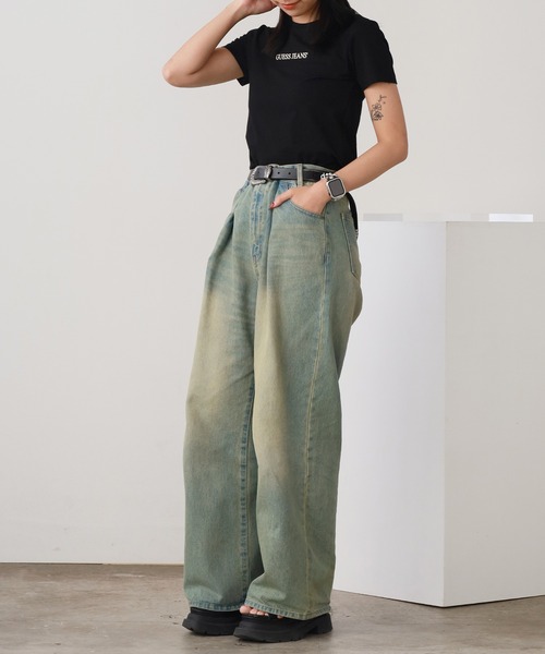 GUESS JEANS(ゲスジーンズ)の「GUESS JEANS/ゲスジーンズ GJ SS CN SLIM LOGO PRINT TEE Tシャツ(Tシャツ/カットソー・レディース・ブラック/ホワイト・M/S)」の16枚目の写真