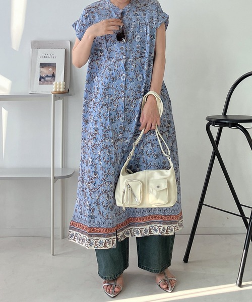 AS KNOW AS plus(アズノゥアズプラス)の「●ひんやり接触冷感 フレンチスリーブ 前開き花柄ワンピ―ス(ワンピース・レディース・グレー系その他/ブルー系その他/グリーン系その他・FREE)」の21枚目の写真