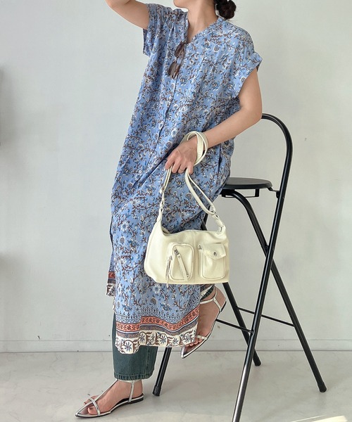 AS KNOW AS plus(アズノゥアズプラス)の「●ひんやり接触冷感 フレンチスリーブ 前開き花柄ワンピ―ス(ワンピース・レディース・グレー系その他/ブルー系その他/グリーン系その他・FREE)」の22枚目の写真
