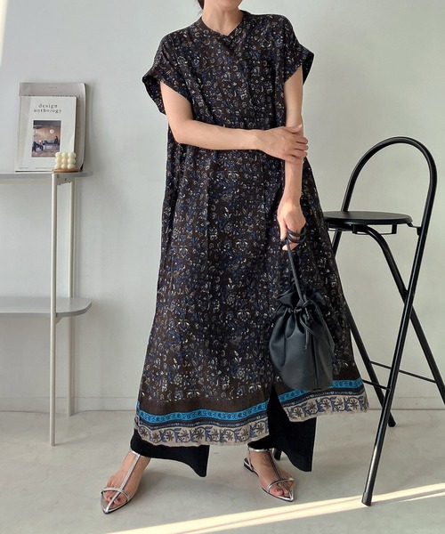 AS KNOW AS plus(アズノゥアズプラス)の「●ひんやり接触冷感 フレンチスリーブ 前開き花柄ワンピ―ス(ワンピース・レディース・グレー系その他/ブルー系その他/グリーン系その他・FREE)」の13枚目の写真
