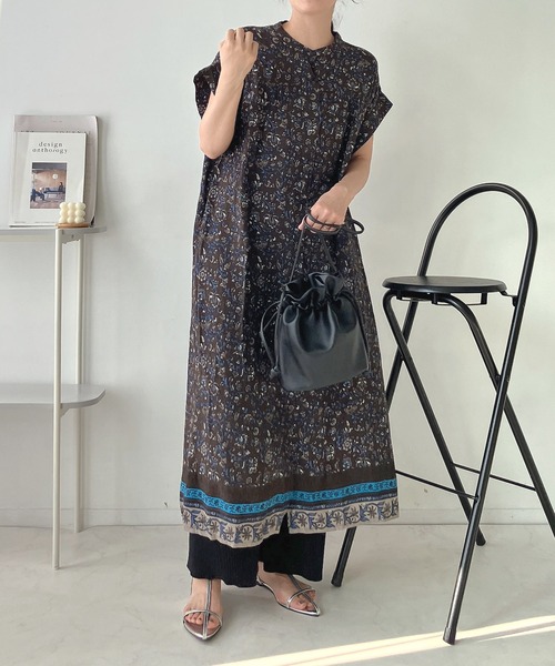 AS KNOW AS plus(アズノゥアズプラス)の「●ひんやり接触冷感 フレンチスリーブ 前開き花柄ワンピ―ス(ワンピース・レディース・グレー系その他/ブルー系その他/グリーン系その他・FREE)」の14枚目の写真
