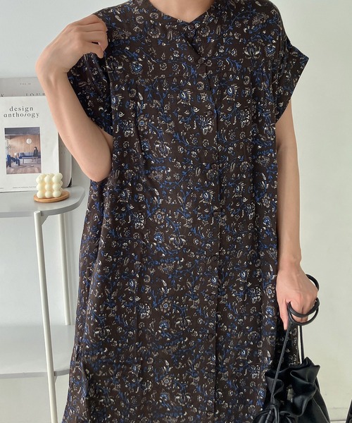 AS KNOW AS plus(アズノゥアズプラス)の「●ひんやり接触冷感 フレンチスリーブ 前開き花柄ワンピ―ス(ワンピース・レディース・グレー系その他/ブルー系その他/グリーン系その他・FREE)」の16枚目の写真