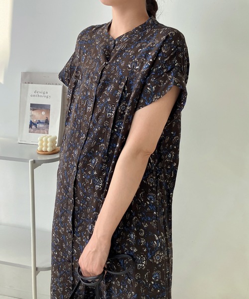 AS KNOW AS plus(アズノゥアズプラス)の「●ひんやり接触冷感 フレンチスリーブ 前開き花柄ワンピ―ス(ワンピース・レディース・グレー系その他/ブルー系その他/グリーン系その他・FREE)」の18枚目の写真