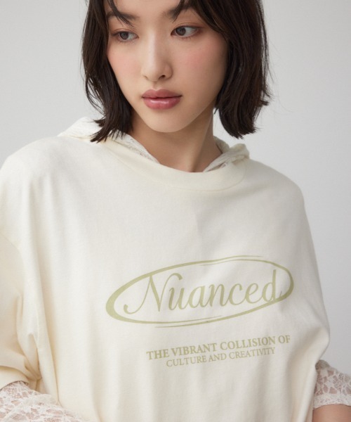 AZUL by moussy(アズールバイマウジー)の「ヴィンテージ5分袖Tシャツ(Tシャツ/カットソー・レディース・ライトブラック/ピンク/アイボリー・FREE)」の2枚目の写真