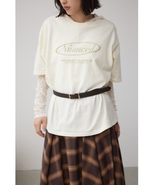 AZUL by moussy(アズールバイマウジー)の「ヴィンテージ5分袖Tシャツ(Tシャツ/カットソー・レディース・ライトブラック/ピンク/アイボリー・FREE)」の4枚目の写真