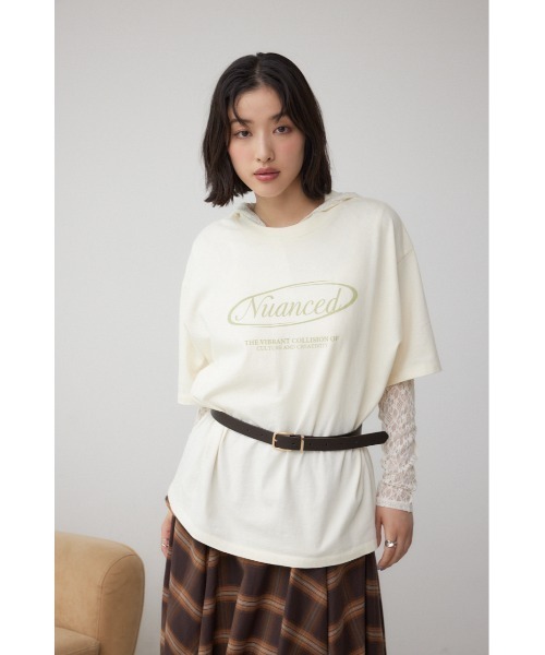 AZUL by moussy(アズールバイマウジー)の「ヴィンテージ5分袖Tシャツ(Tシャツ/カットソー・レディース・ライトブラック/ピンク/アイボリー・FREE)」の5枚目の写真