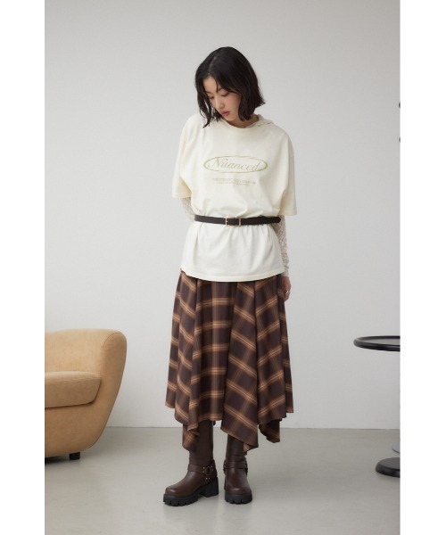 AZUL by moussy(アズールバイマウジー)の「ヴィンテージ5分袖Tシャツ(Tシャツ/カットソー・レディース・ライトブラック/ピンク/アイボリー・FREE)」の6枚目の写真