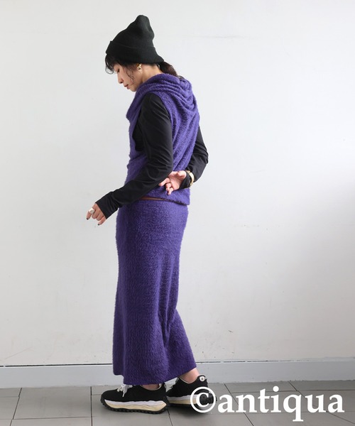 antiqua（アンティカ）の「4wayスヌード（ネックウォーマー/スヌード・レディース・パープル系その他/モカ/ブラック・ONESIZE）」の21枚目の写真