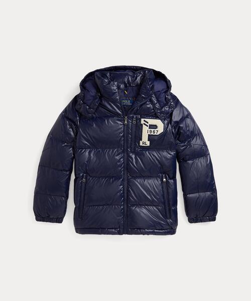 【極美品♡レザーワッペン】ラルフローレン　ボア付きダウンジャケット　フーデッド グロスド フーデッド ダウン ジャケット（ダウンジャケット