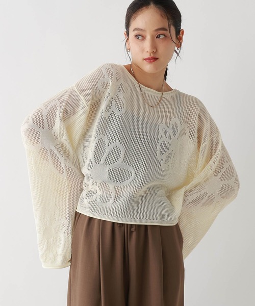 ニット セーター フラワーモチーフ/透かし編みサマーニット2 レディース フラワーモチーフ/透かし編みサマーニット2（ニット/セーター