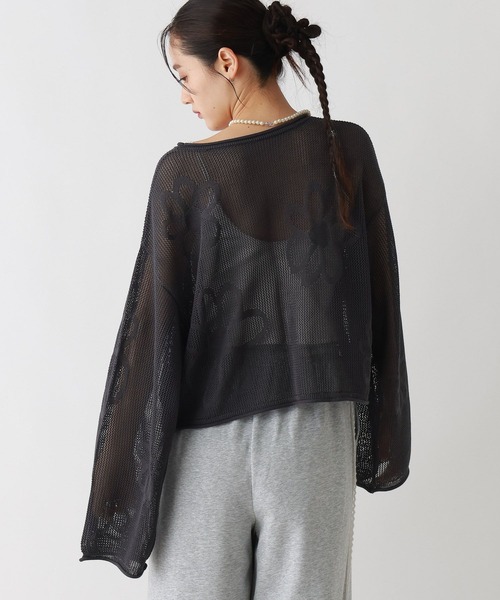 RAGEBLUE（レイジブルー）の「フラワーモチーフ/透かし編みサマーニット2（ニット/セーター・レディース・ダークグレー/ブルー/ホワイト・FREE）」の11枚目の写真