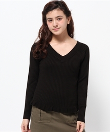 one after another NICE CLAUP | 【ナイスクラップ】裾フリル重ねＶネックニット(ニット/セーター)