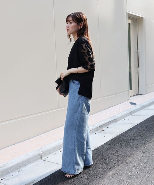 le.coeur blanc(ルクールブラン)の「スリーブシアーレースプルオーバー(Tシャツ/カットソー・レディース・ブラック/オフホワイト・38)」の13枚目の写真