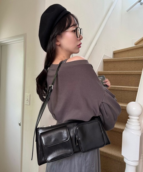 ROYAL PARTY（ロイヤルパーティー）の「マルチポケットショルダーBAG（ショルダーバッグ・レディース・ブラック/オフホワイト・FREE）」の15枚目の写真