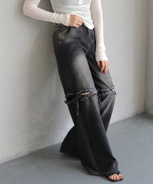 【cheriella】サイドリボンヴィンテージライクデニム SIDE RIBBON VINTAGE-LIKE DENIM
