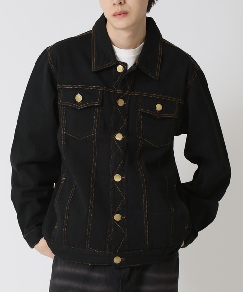 ARCADE（アーケード）の「春服 ビンテージ古着加工 レトロスタイル デニムジャケット Gジャン -ARCADE Limited Line-（デニムジャケット・メンズ・インディゴブルー/ブラック/ブルー・XL/L/2XL）」の2枚目の写真