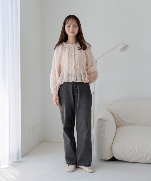 flower（フラワー）の「フラワーリングレースブラウス（シャツ/ブラウス・レディース・コーラル/アイボリー・FREE）」の5枚目の写真