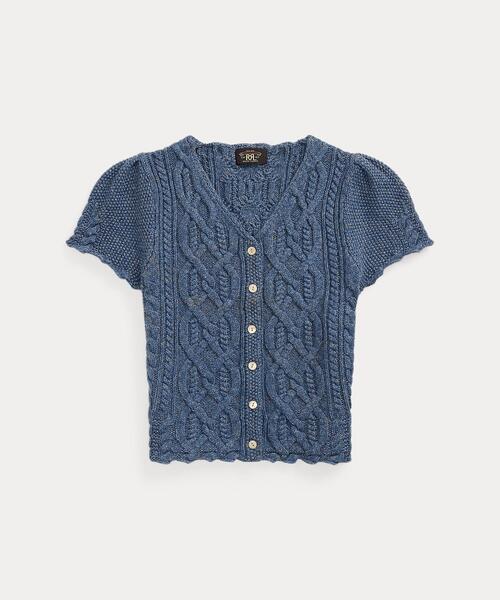 RRL(ダブル アール エル)の「リネンブレンド ケーブルニット トップ(ニット/セーター・レディース・ブルー・2/1/3/4)」の9枚目の写真