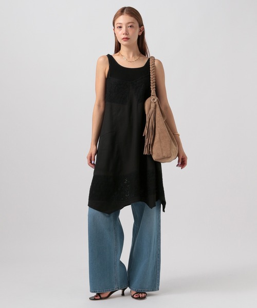 BAYFLOW(ベイフロー)の「バテンレースミディワンピース(ワンピース・レディース・ブラック/オフホワイト・FREE)」の5枚目の写真