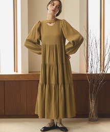 OLUN（ollun） ドレープロングティアードワンピース　フリーサイズ 新品・未使用 OLUNドレープロングティアードワンピース free