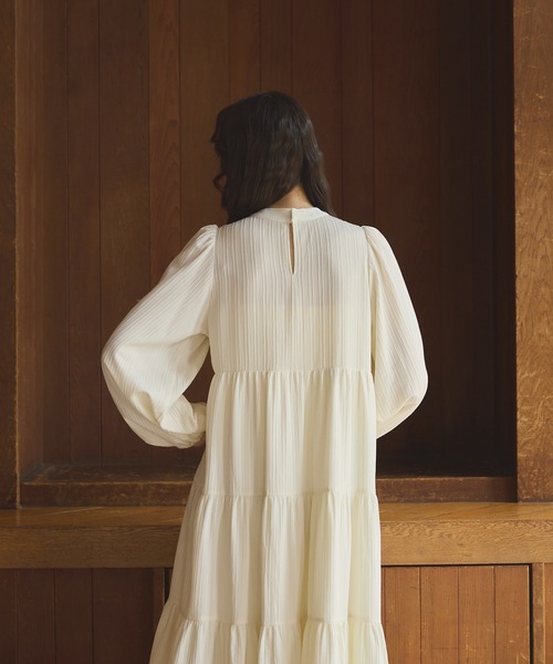 新品 OLUN きりまる ドレープ ロング ティアードワンピース ブラック 黒 Drape long tiered onepiece/ドレープロングティアードワンピース