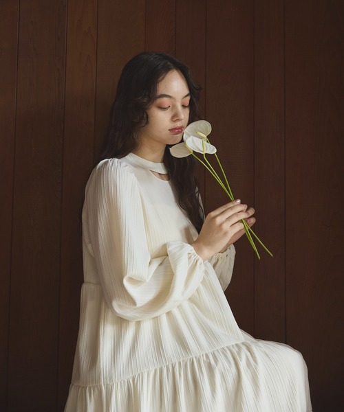 OLUN（オルン）の「Drape long tiered onepiece/ドレープロング