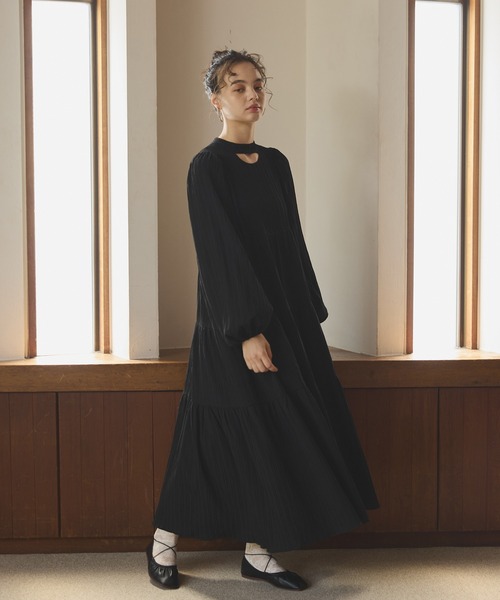 Drape long tiered onepiece/ドレープロングティアードワンピース