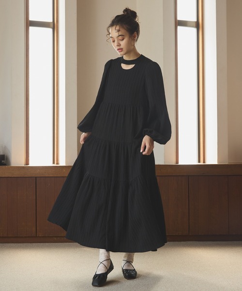 Drape long tiered onepiece/ドレープロングティアードワンピース
