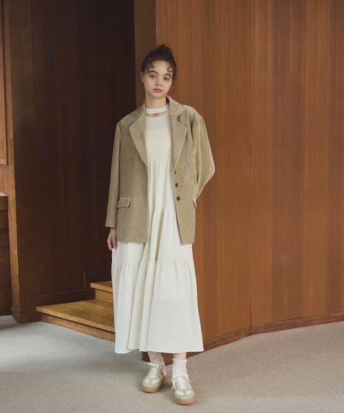 OLUN☆ ドレープロングティアードワンピース Drape long tiered onepiece/ドレープロングティアードワンピース