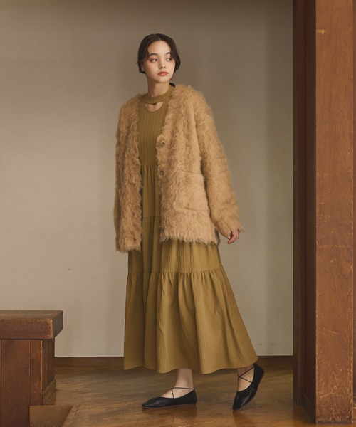 【新品】OLUN（ollun） ドレープロングティアードワンピース OLUN ワンピース Drape long tiered onepiece/ドレープロング