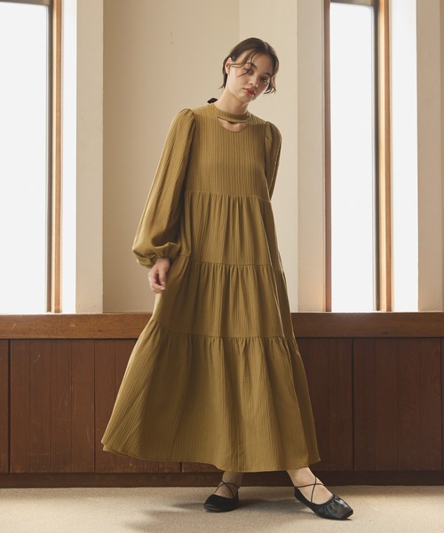 OLUN / ドレープロングティアードワンピース OLUN ワンピース Drape long tiered onepiece/ドレープロング